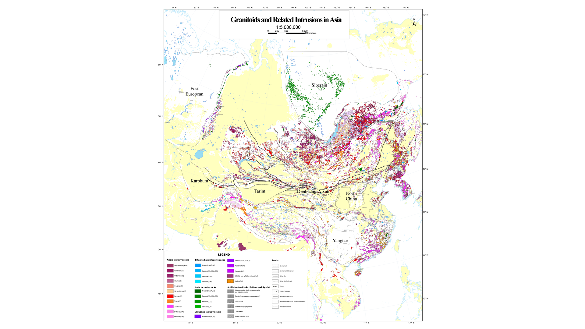 Granitoid and related intrusions in Asia(15,000,000)